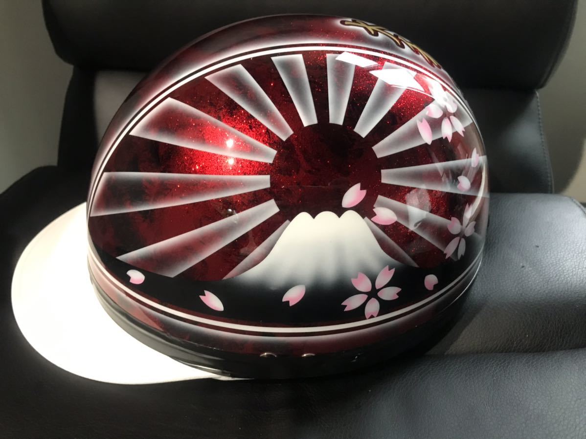 桜 ラップ塗装 富士日章 コルク半 ヘルメット 旧車會 暴走族 族車 三段 
