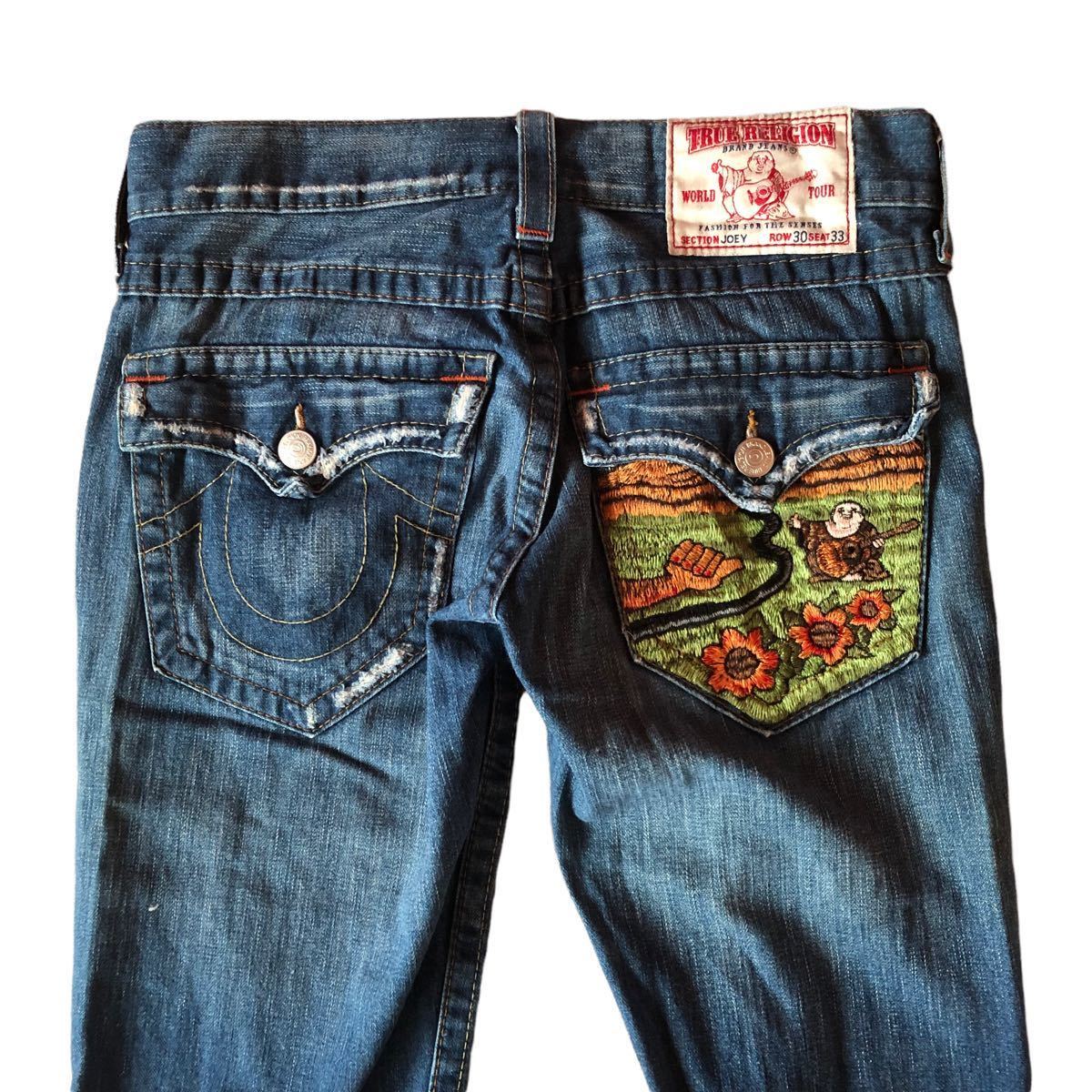 TRUE RELIGION トゥルーレリジョン デニムパンツ ポケット刺繍 TRUE RELIGION トゥルーレリジョン デニムパンツ ポケット刺繍