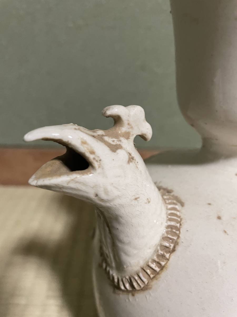 限定入荷 秘蔵品 定窯白磁色絵花鳥文鳥口水柱・宋時代