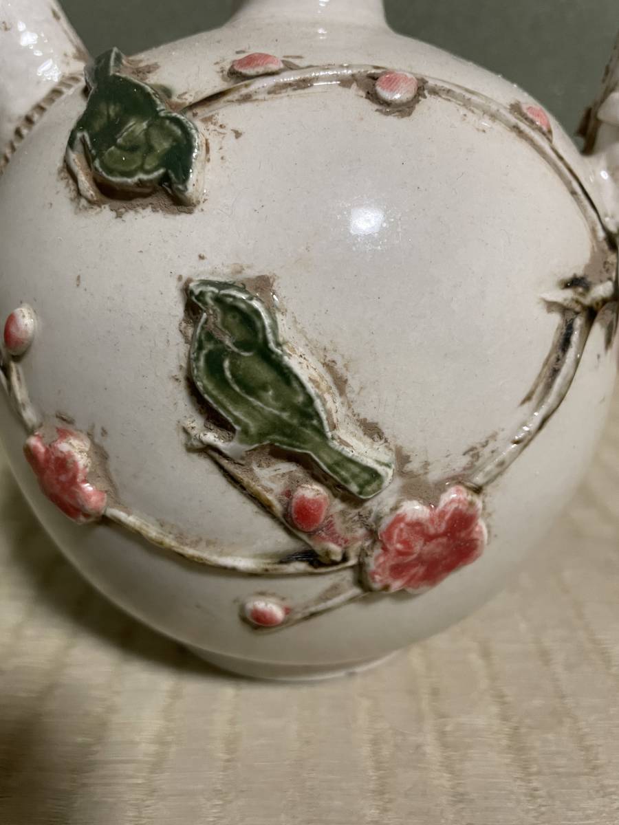 限定入荷 秘蔵品 定窯白磁色絵花鳥文鳥口水柱・宋時代