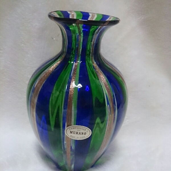 【箱付き】ムラノガラス murano ヴィンテージ 花瓶 イタリア ムラーノ ガラス - 赤いムラーノ・グラスの花瓶 箱入り 黄 2