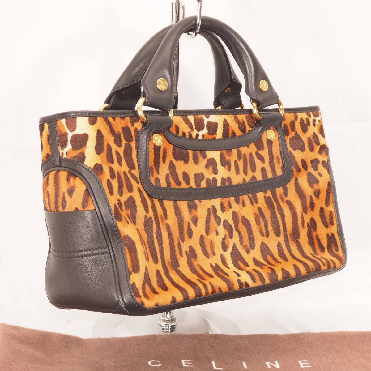 セリーヌ ブギー バック CELINE PARIS ハラコ レオパード ハンドバッグ 