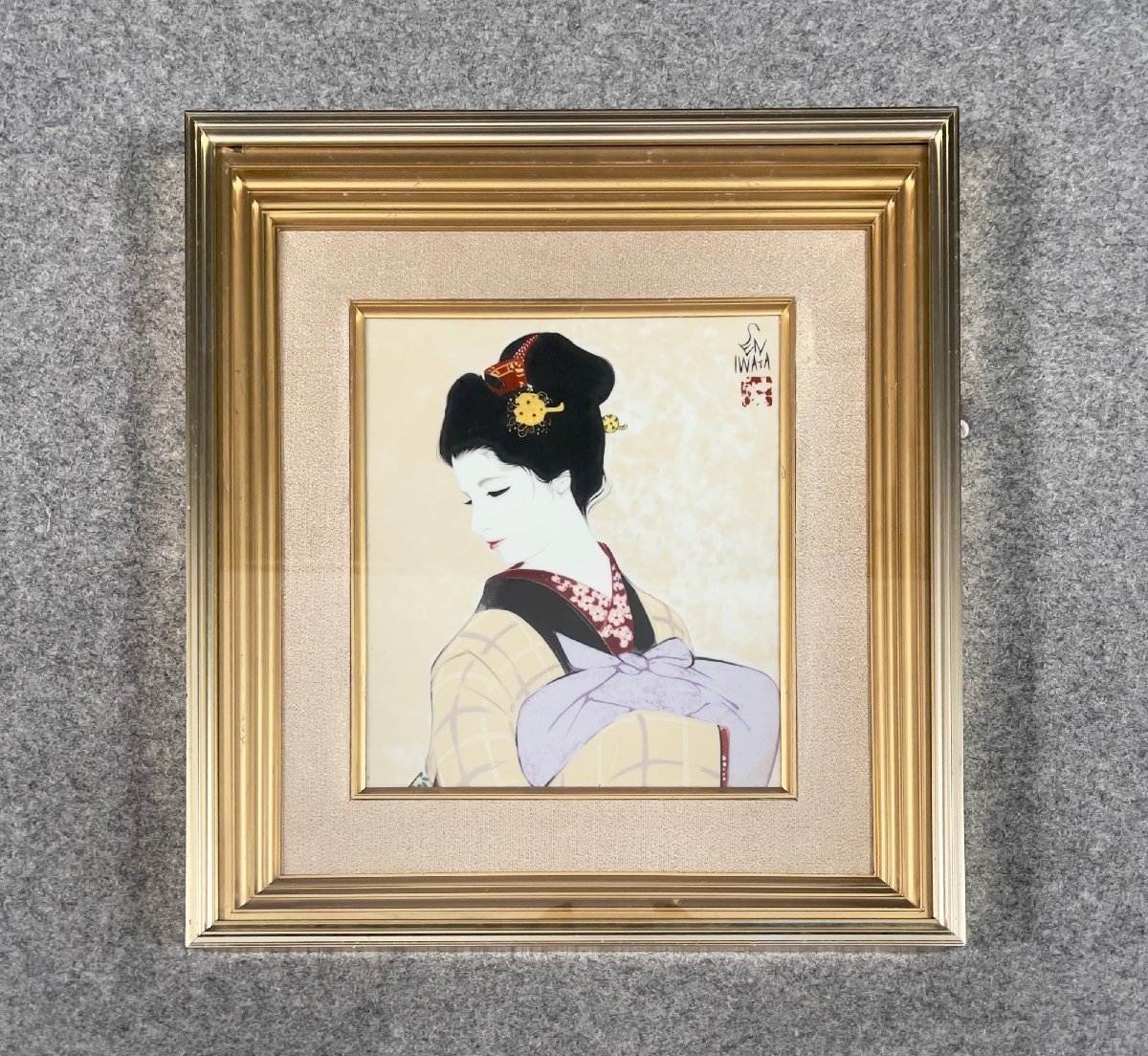 工芸 吉 7796 岩田専太郎 陶板画 美人図 岩田専太郎の世界 4冊付き