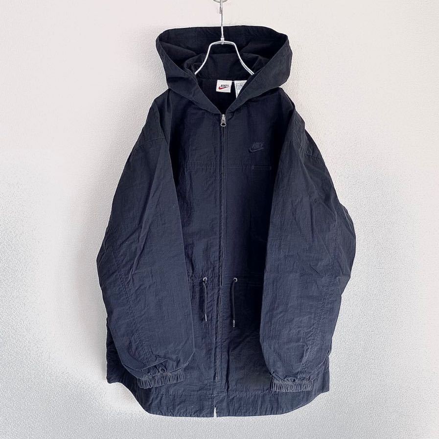 90s NIKE ナイロンジャケット ワンポイント刺繍 コート vintage古着 00s ACG モッズ ナイロンコート fog tech wear ロゴ刺繍 フーディ NIKE ナイキ ナイロンジャケット 90年代ヴィンテージ HTK5363 メンズM