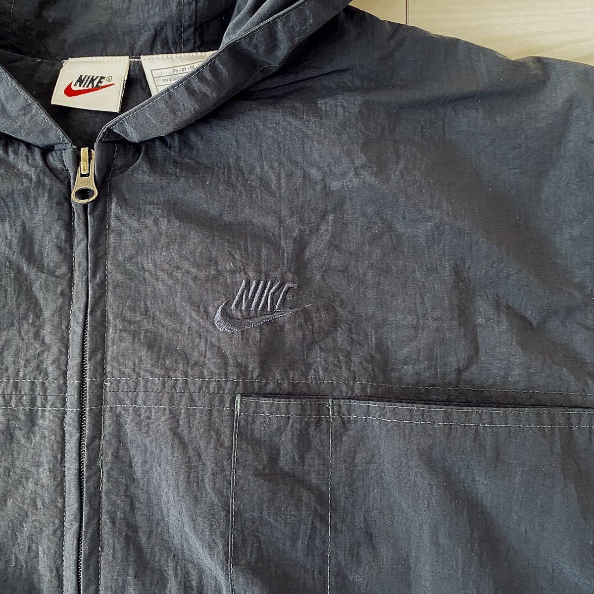 90s NIKE ナイロンジャケット ワンポイント刺繍 コート vintage古着 00s ACG モッズ ナイロンコート fog tech wear ロゴ刺繍 フーディ NIKE ナイキ ナイロンジャケット 90年代ヴィンテージ HTK5363 メンズM