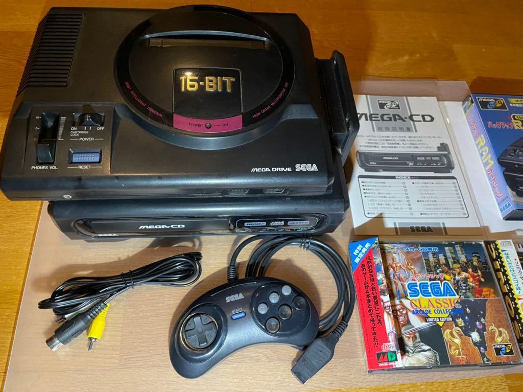 1円スタート！】 メガドライブ本体 + メガCD本体 + バックアップRAM 