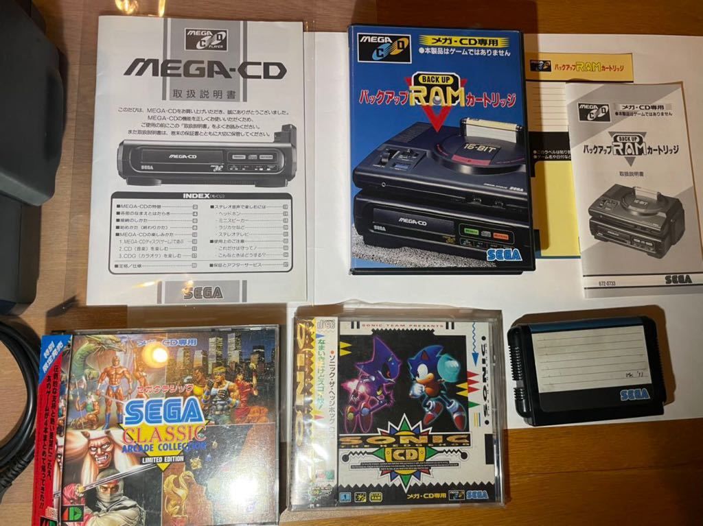 1円スタート！】 メガドライブ本体 + メガCD本体 + バックアップRAM 