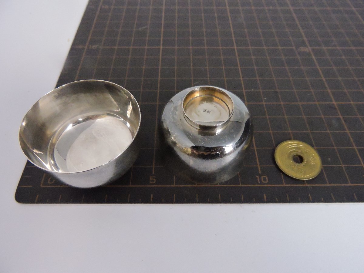 純銀製 シルバー お猪口 盃 酒器 口直径約4.5㎝ 2点 ペア