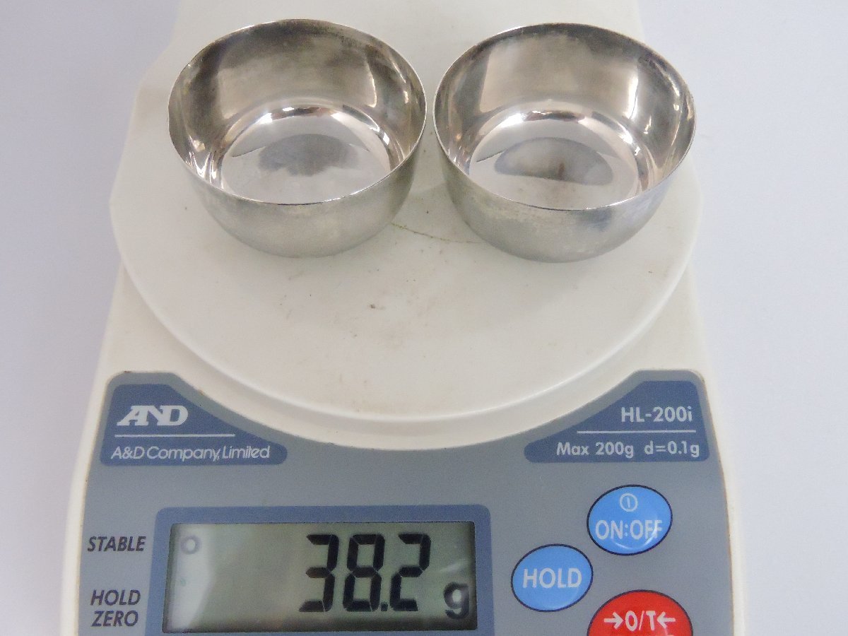 純銀製 シルバー お猪口 盃 酒器 口直径約4.5㎝ 2点 ペア