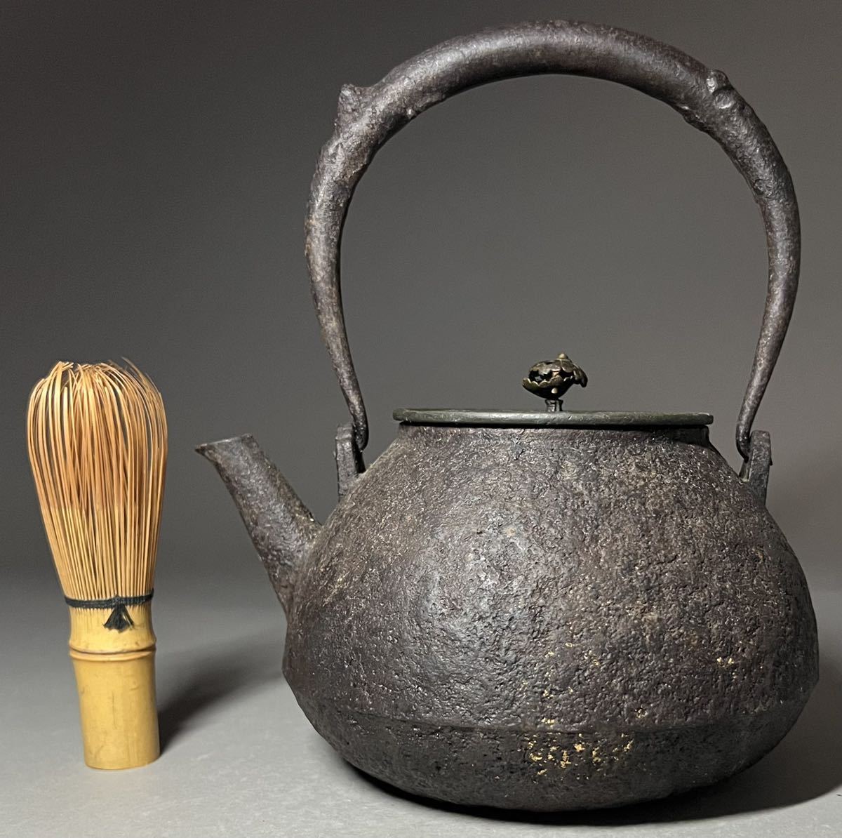 永】鉄瓶 鐵壺 在銘 省鋳堂 省三造 古鏡蓋 鉄器 茶釜 煎茶道具 時代物 