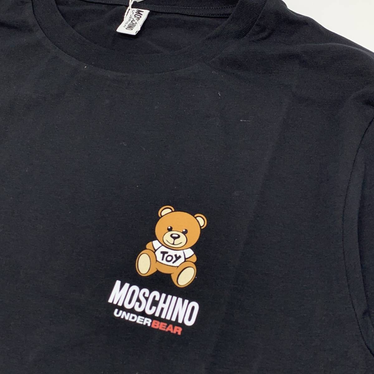 新品☆MOSCHINO☆テディベアプリント ロングスリーブTシャツ☆ブラック 