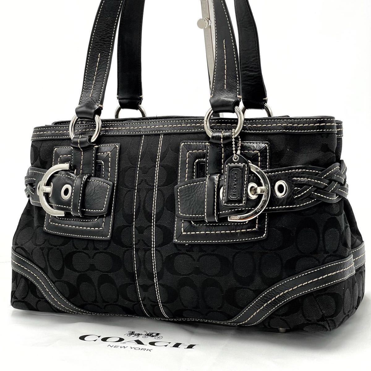 極美品】COACH コーチ ハンドバッグ シグネチャー メンズ ステッチ 