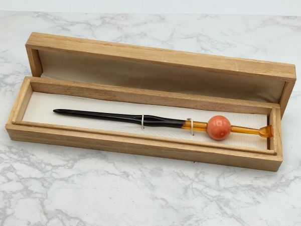 M 1円～ 中古品 かんざし 簪 本べっ甲 サンゴ さんご 珊瑚 髪飾り 和装  