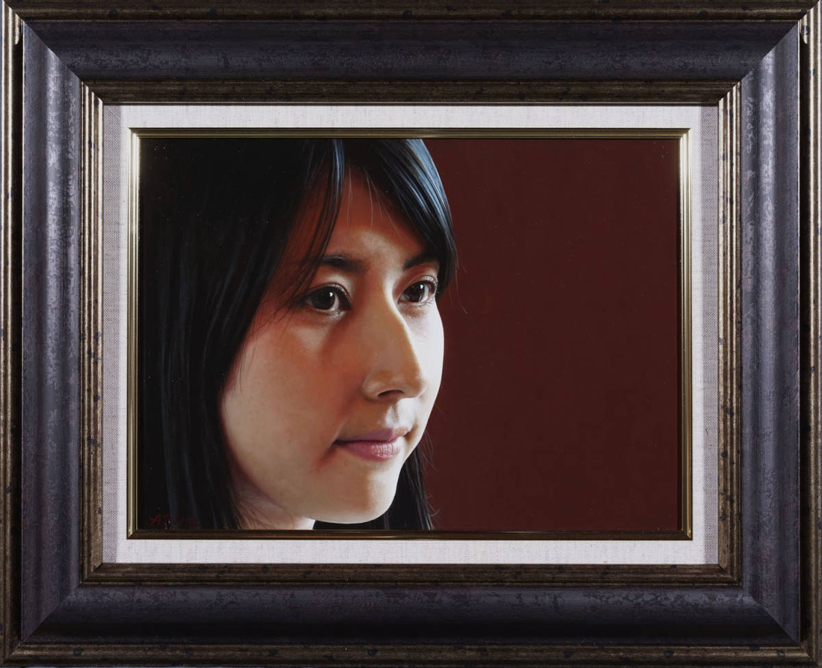 ☆田中 明 F4号 ひとみ 白日会 日展 油彩 写実 人物画 手描き 肉筆画