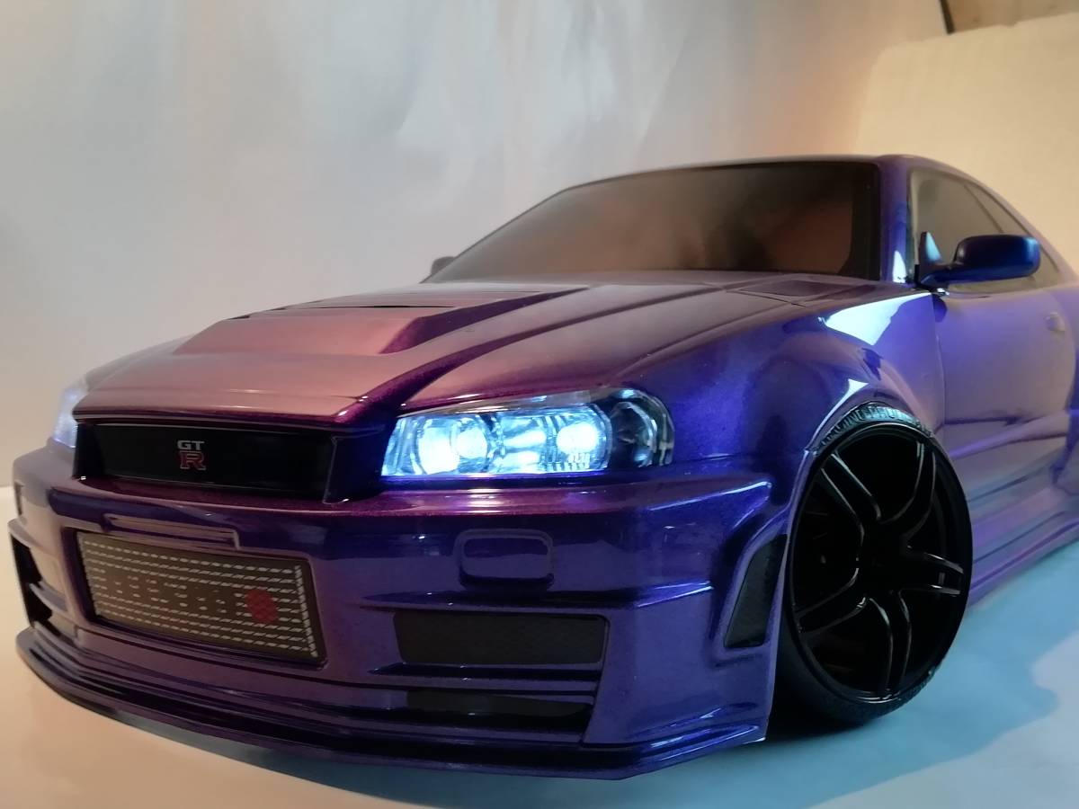 1/10 ラジコン ドリフト R34GT-R LED電飾付 1/10 ラジコン ドリフト R34GT-R LED電飾付 1/10 ラジコン ドリフト