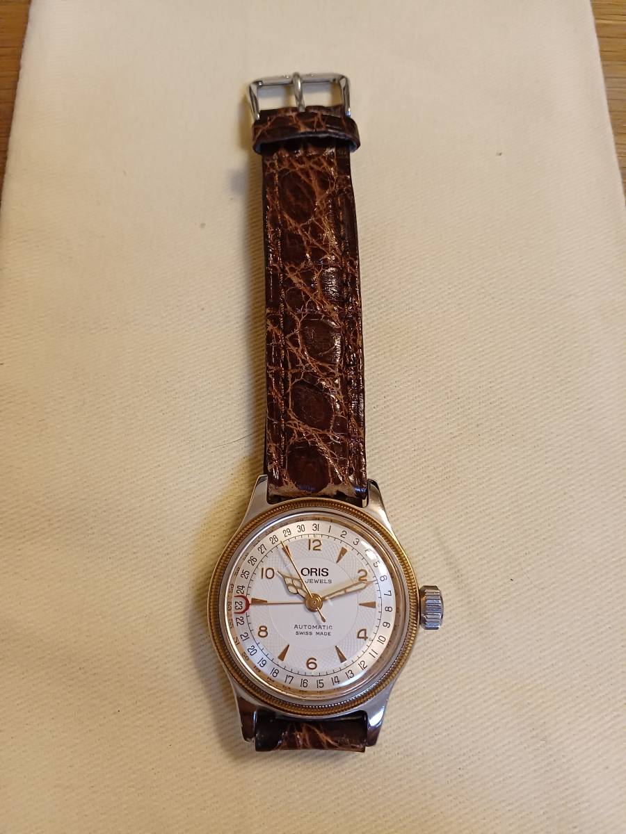 ORIS オリスポイントデート手巻き時計+箱ベルト2本 ヴィンテージ《オリス》
