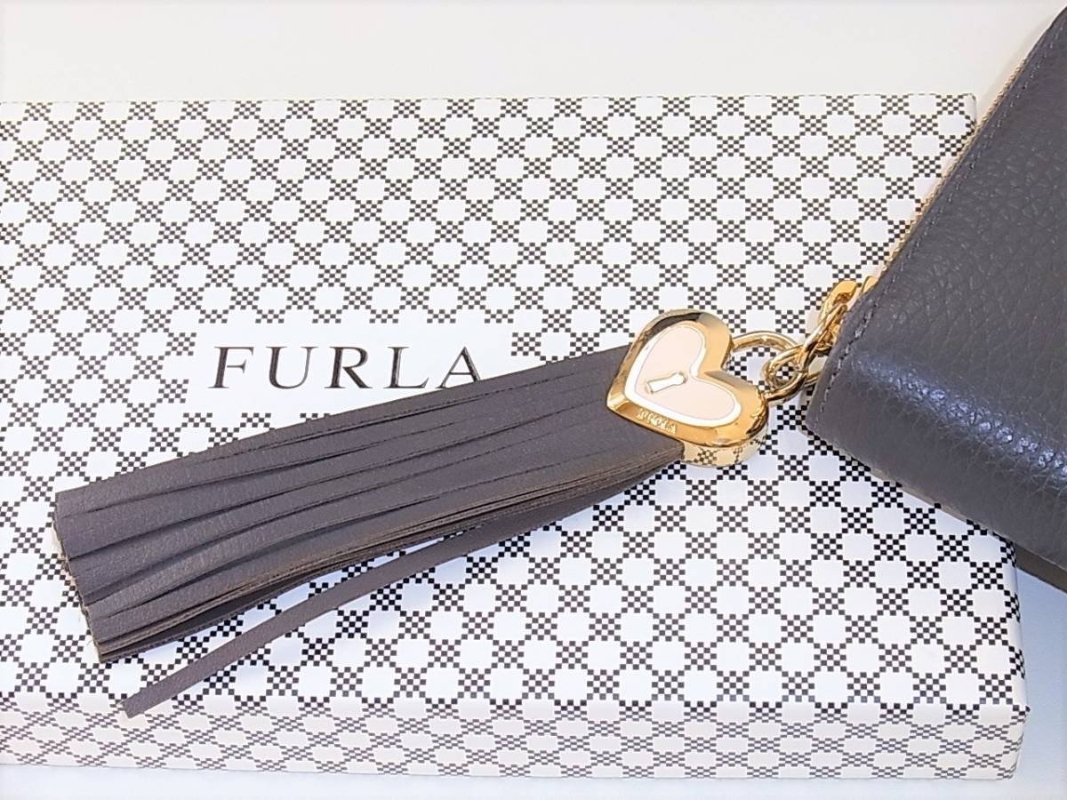 未使用 FURLA フルラ ラウンドファスナー レザー ロングウォレット 