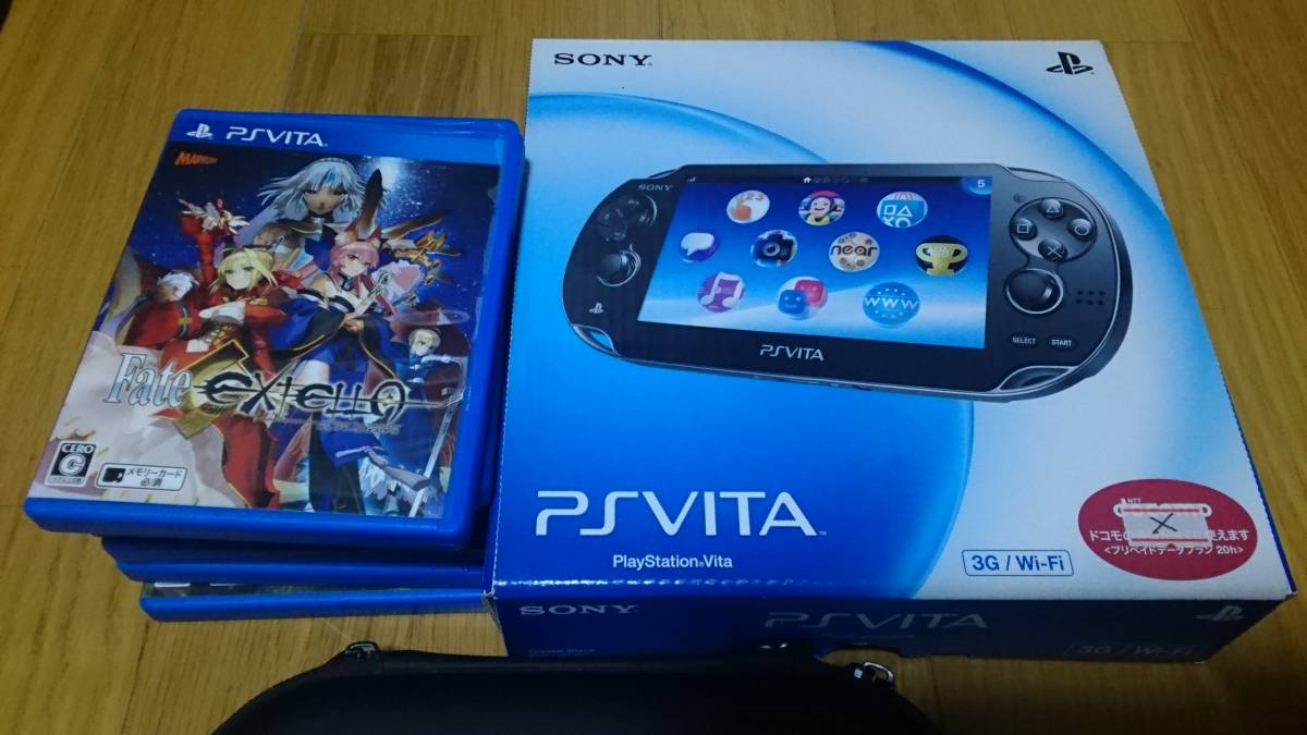 PSVita 本体 ソフト数本 PS vita PCH-1000 ブラック 本体 メモリ32GB ゲームソフト6本 中古