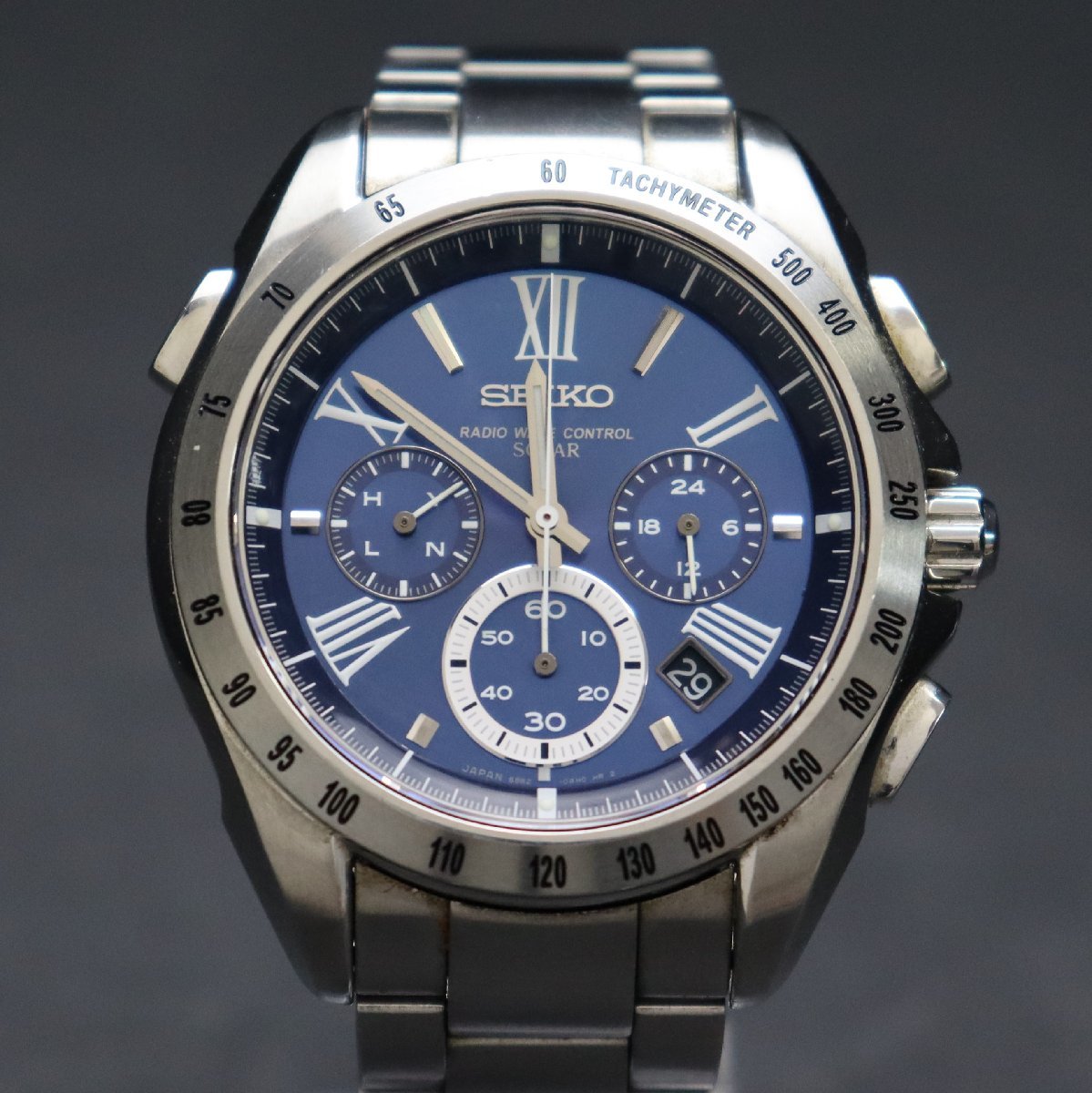 人気のブルー文字盤 セイコー ブライツ クロノグラフ 電波ソーラー