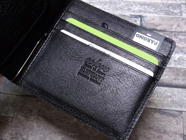 未使用 日本製 象革 エレファントレザー マネークリップ 二つ折り 財布  