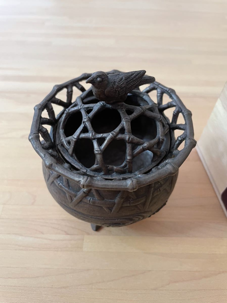 香炉 蝋型鋳銅（ろうがたちゅうどう）木箱付き 使用品
