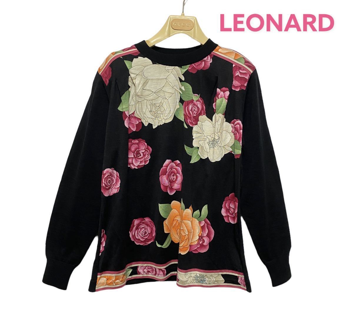 赤字超特価，新作登場 レオナール LEONARD/長袖カットソー/花柄/襟リブ/ブラック サイズL(女性用)｜売買されたオークション情報、yahooの商品情報をアーカイブ公開 - オークファン 女性用
