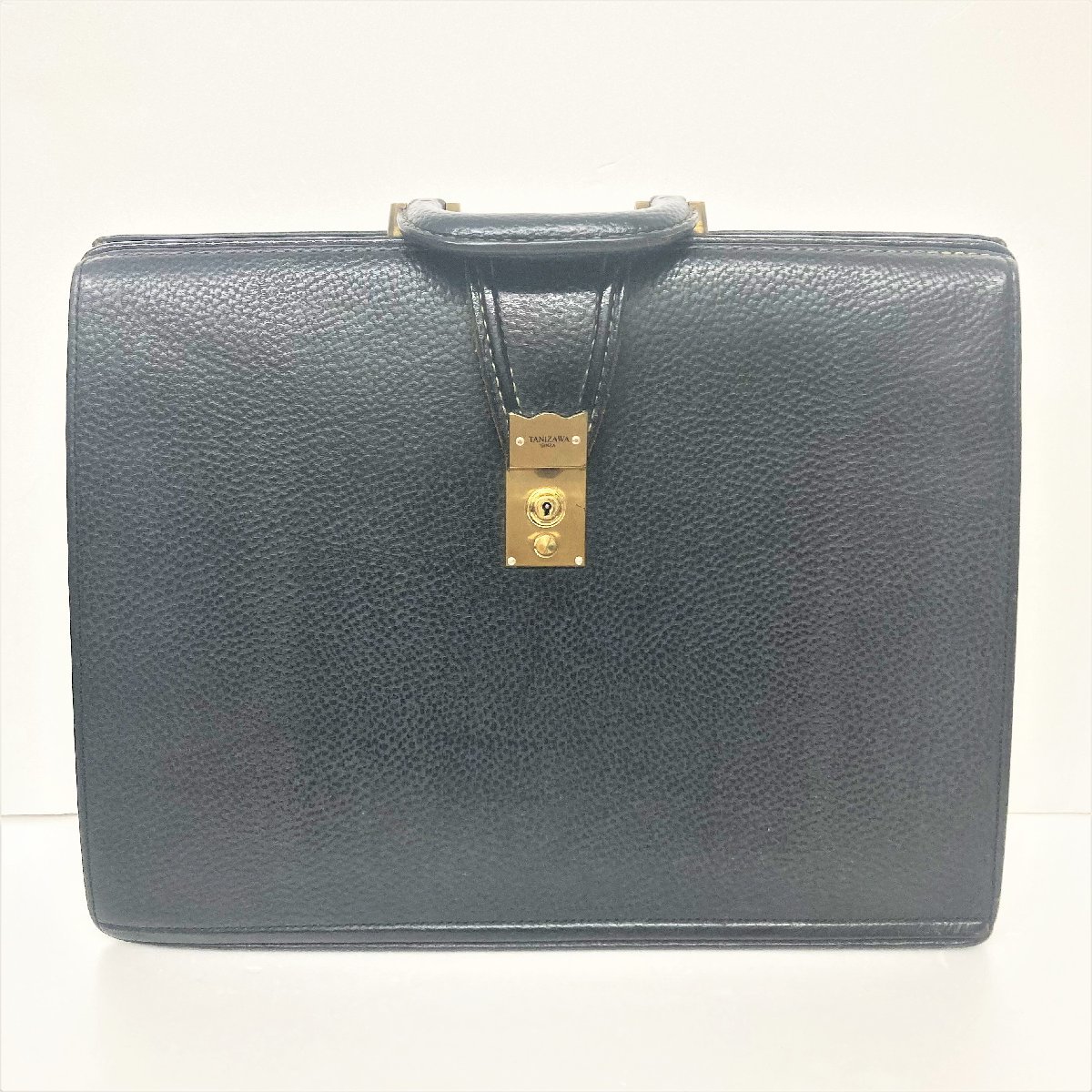 84】1円~ GINZA TANIZAWA 銀座タニザワ ダレス バッグ 鍵付 黒