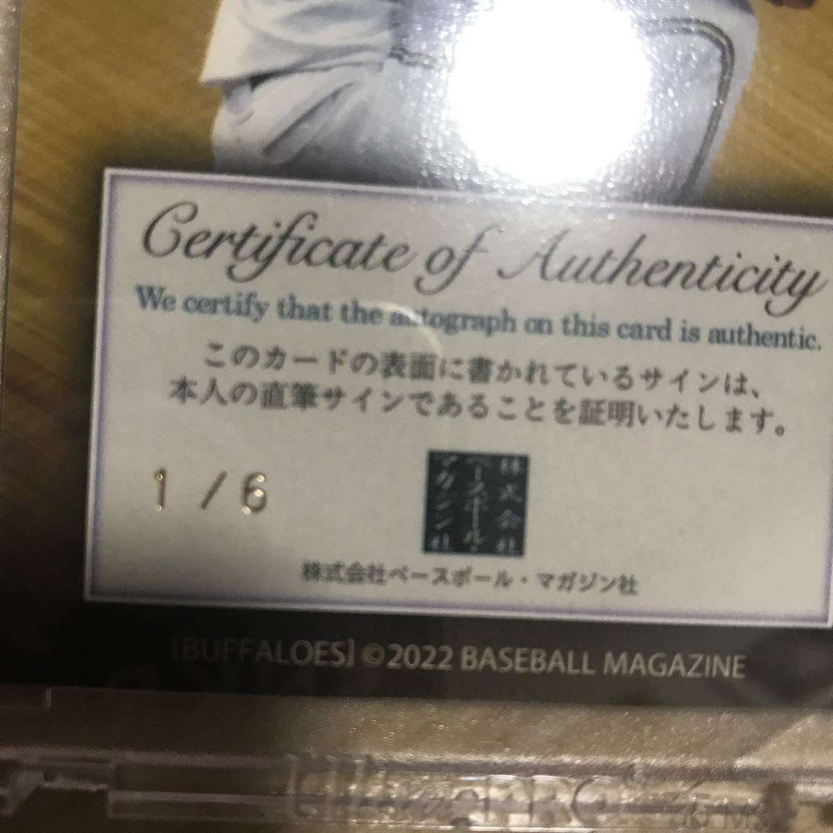 bbm 2022 オリックスバファローズ 宮城大弥 直筆サインカード 銀版 