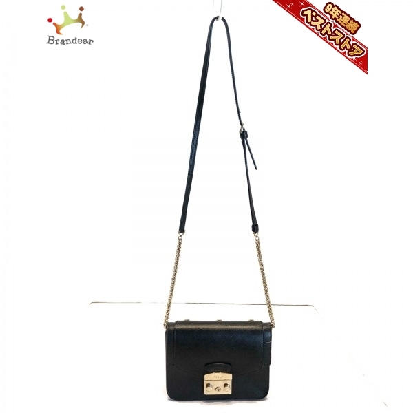 フルラ FURLA ショルダーバッグ メトロポリス レザー 黒 チェーン 