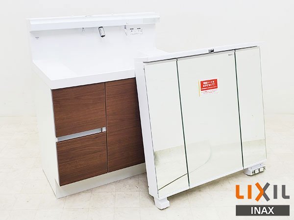  P2587 モデルルーム展示 品 LIXIL/リクシル 高級洗面化粧台/シングルレバー水栓/三面鏡/リフォーム/W900mm(洗面化粧台（鏡つき）)｜売買されたオークション情報、yahooの商品情報をアーカイブ公 洗面、洗濯