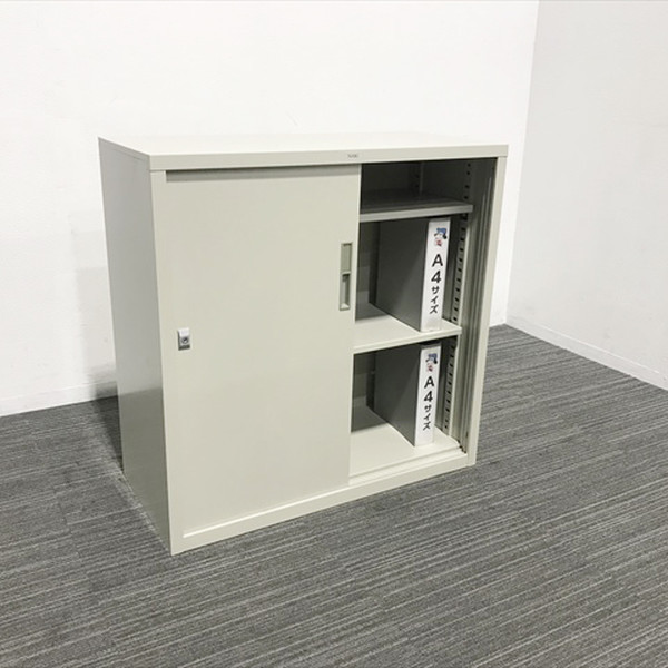 NAIKI スライド扉キャビネット グレー 中古品 ナイキ 0 ローキャビネット／引き違い ナイキ⁄NAIKI HS53-NG 中古