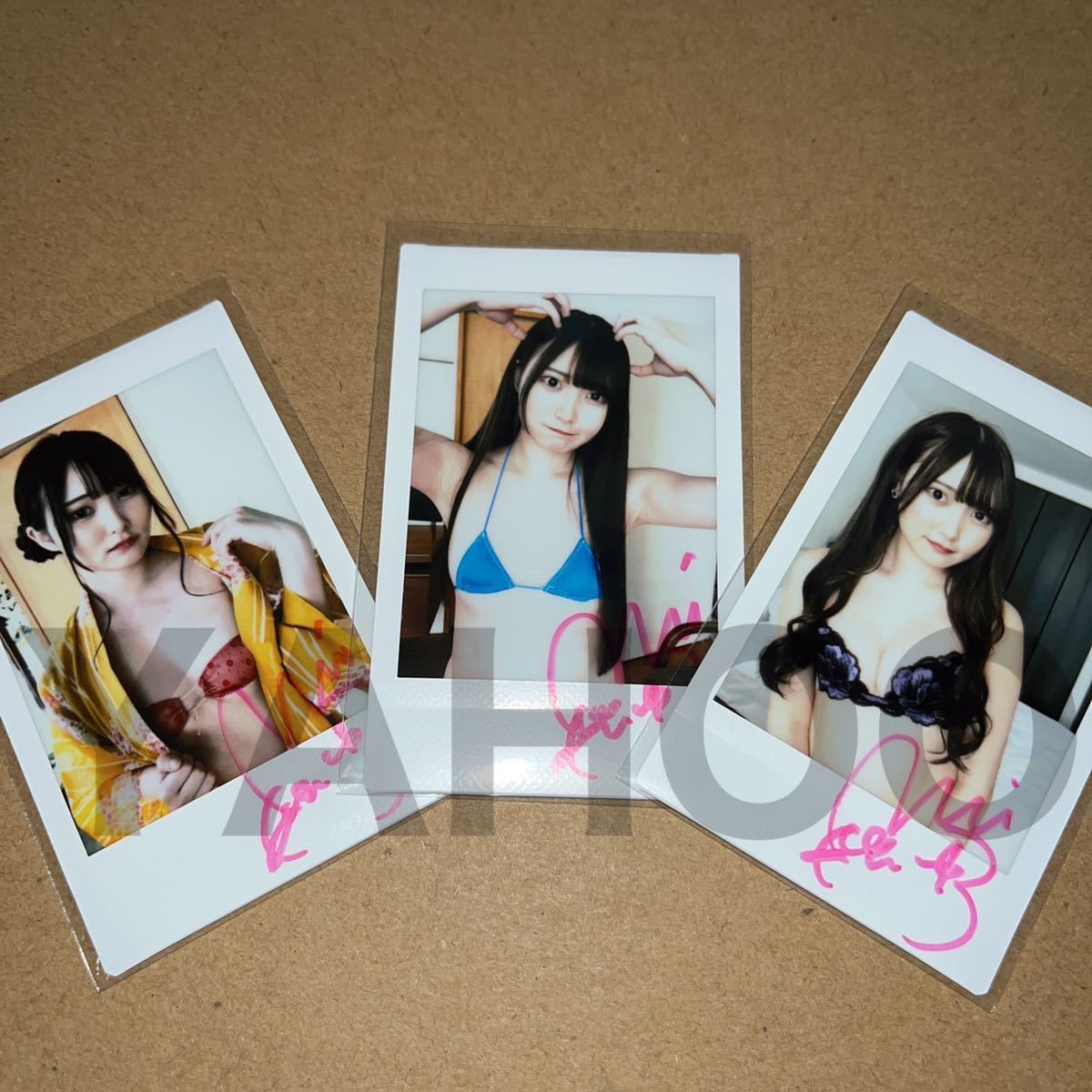 片岡未優 直筆サイン入りチェキ 3枚セット グラビアアイドル 虹の