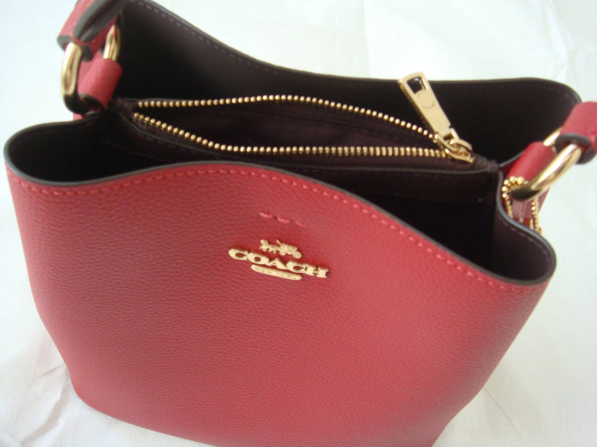 即決 COACH コーチ スモールタウン バケット バッグ 赤 レッド 1011 