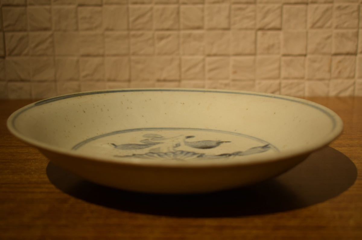 【GE】Y241【コレクター所蔵品】時代 染付花図皿 /中国古玩 朝鮮美術 骨董品 時代品 美術品 古美術品