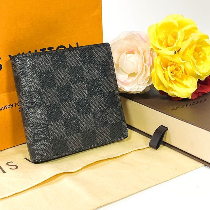 【美品】Vuitton ルイヴィトン 折り財布 ダミエ グラフィット ポルトフォイユ マルコ メンズ N62664 札入れ 1円スタート 1スタ 1円～ ダミエ ルイヴィトン 二つ折り財布 ヨドバシ N62664 ポルトフォイユミュルティプル
