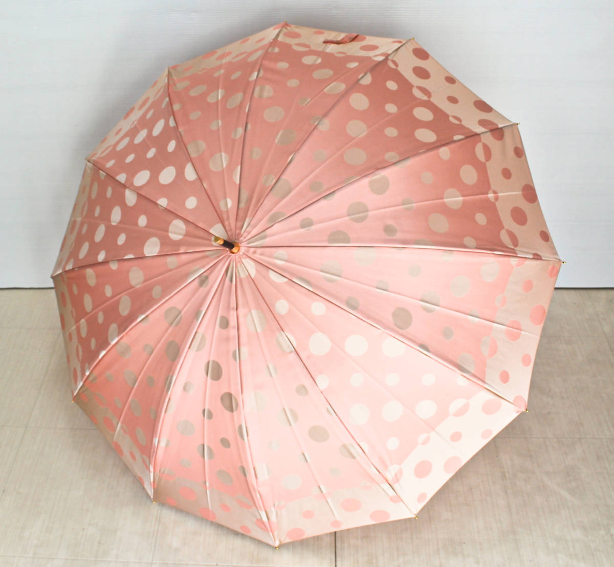 ドット柄 長傘 木製ハンドル