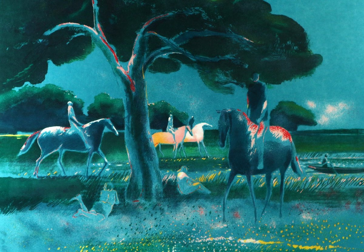 リトグラフ E.A 大判 美術 美品！ ☆ポール・ギヤマン☆「馬に乗る人