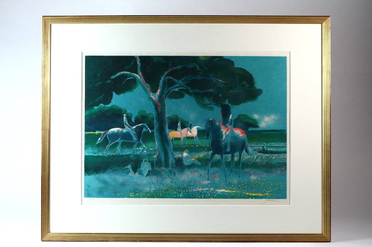 リトグラフ E.A 大判 美術 美品！ ☆ポール・ギヤマン☆「馬に乗る人