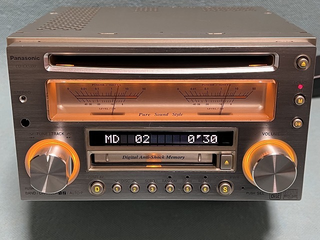 Panasonic SC-HC200 CDプレーヤー 動作確認済み パナソニック CD/MDプレーヤー CQ-VX5500D アナログメーター 動作OK