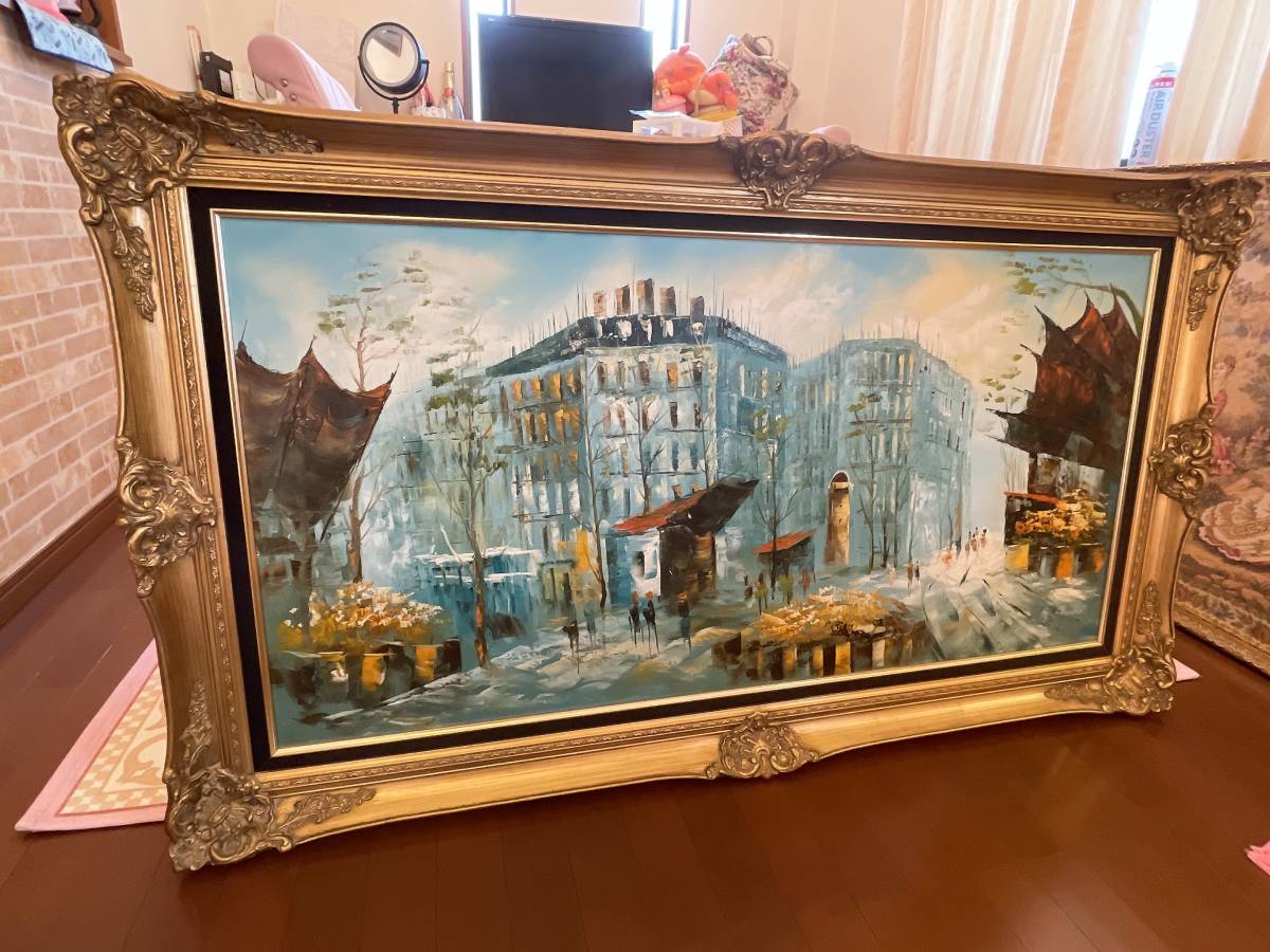 風景画 パリの街角額縁付き 風景画 絵画 フランス | パリ 油絵 パリの街角の風景画 iichi パリの