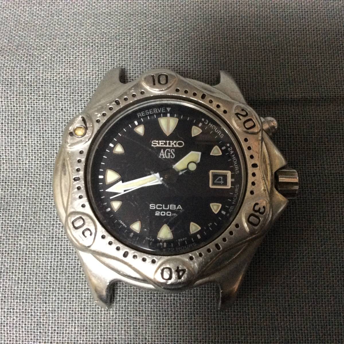 ▽ 9/16 215297 SEIKO AGS SCUBA 200m 3M22-0A20 DIVER'S ファイス