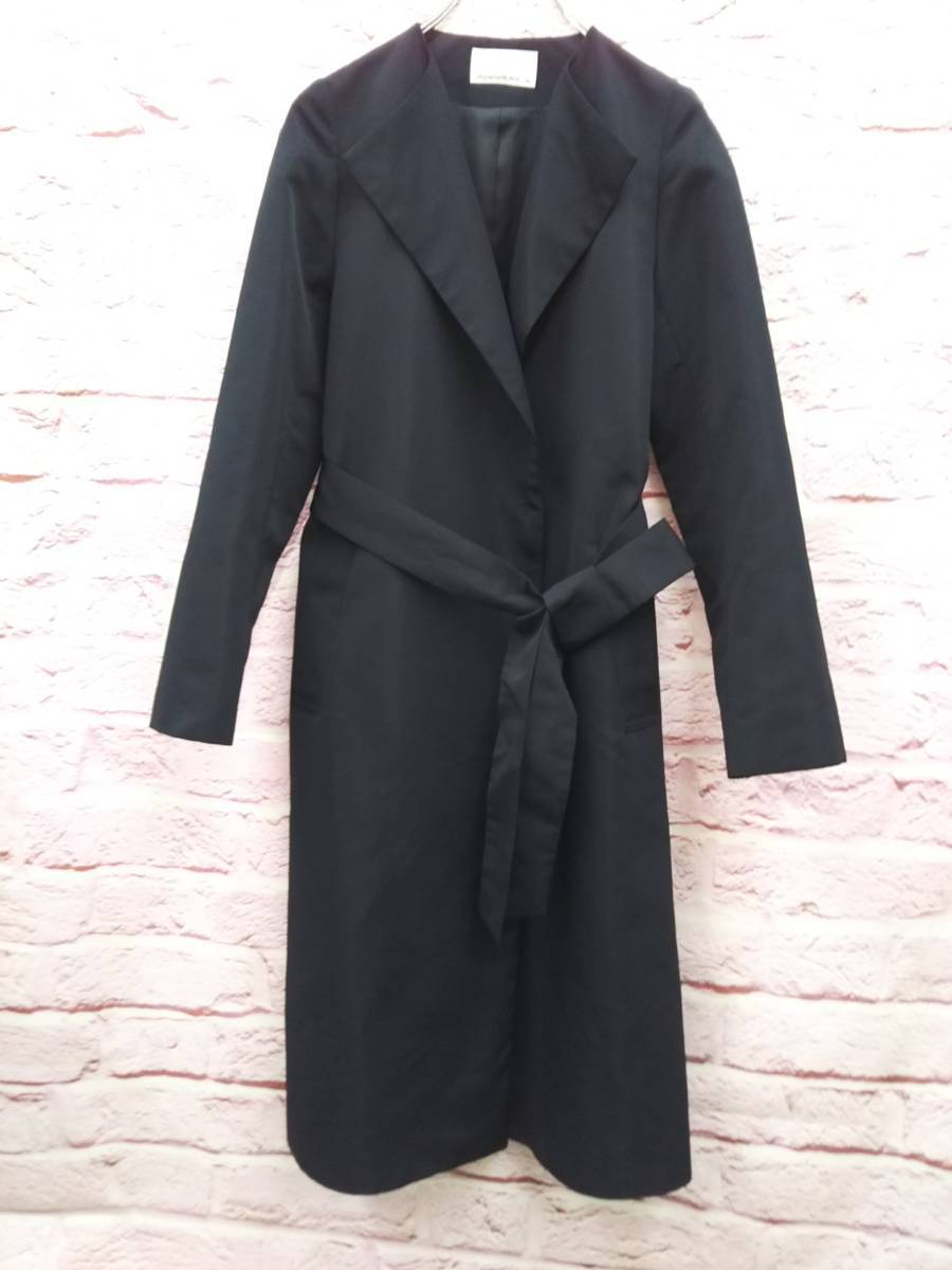 M-Premier Black ベルト付きロングコート ブラック 34 最高 