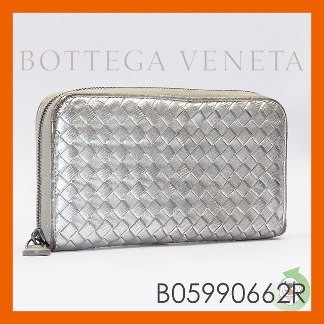 100%新品，得価 ボッテガ ヴェネタ/BOTTEGA VENETA イントレチャート ラウンドファスナー 長財布 シルバー 0622(財布)｜売買されたオークション情報、yahooの商品情報をアーカイブ公開 - オークファン 女性用
