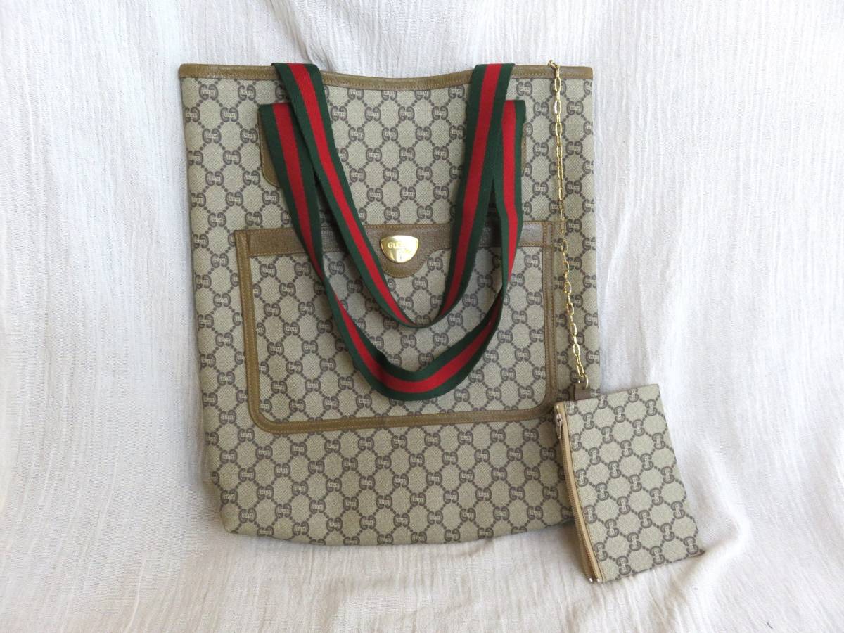GUCCI オールドグッチ トートバッグ PLUS シェリーライン グッチプラス 