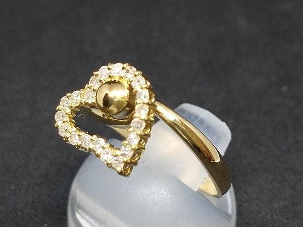 K18 ダイヤモンド ハート リング 2.8g 12号 18K 18金 ゴールド 指輪 