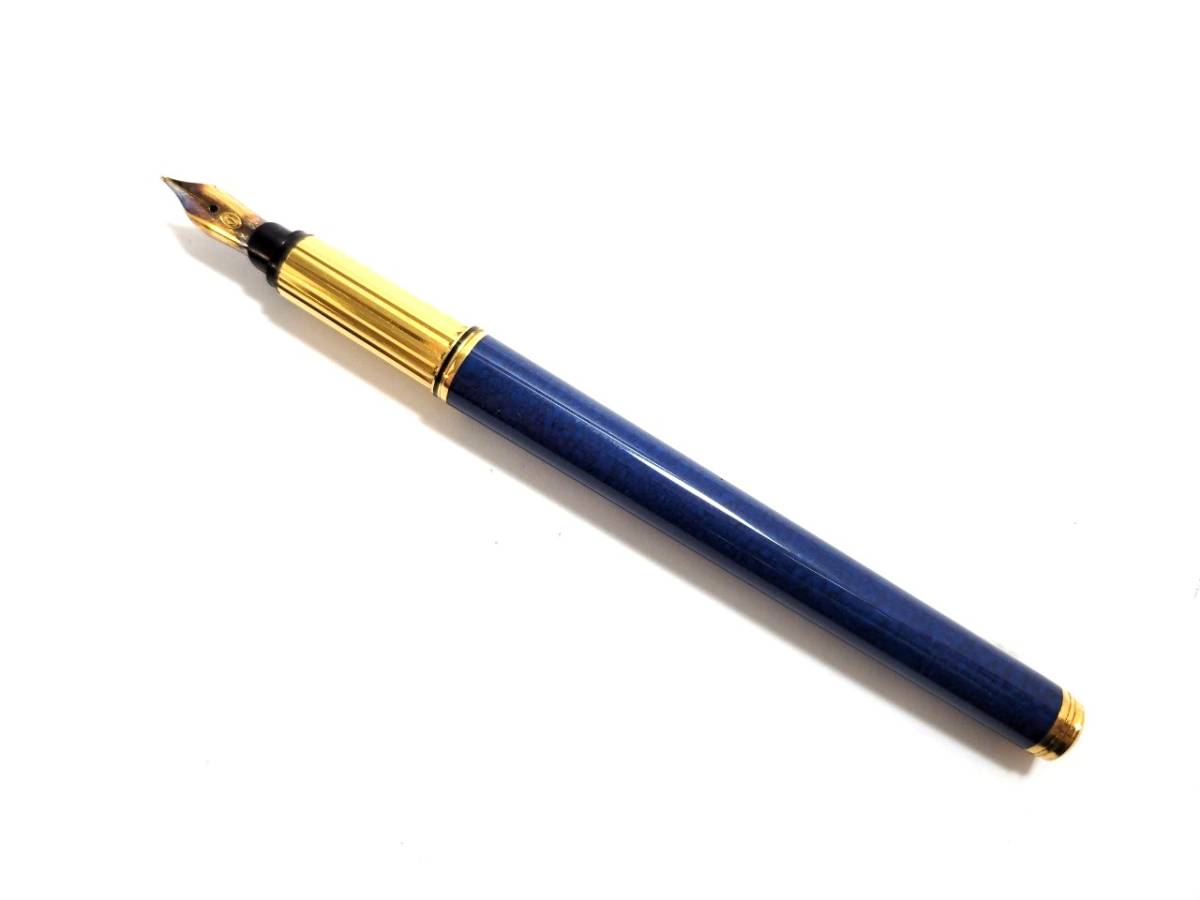 カルティエ黒い万年筆 青い宝石付き18k750 カルティエ黒い万年筆 青い