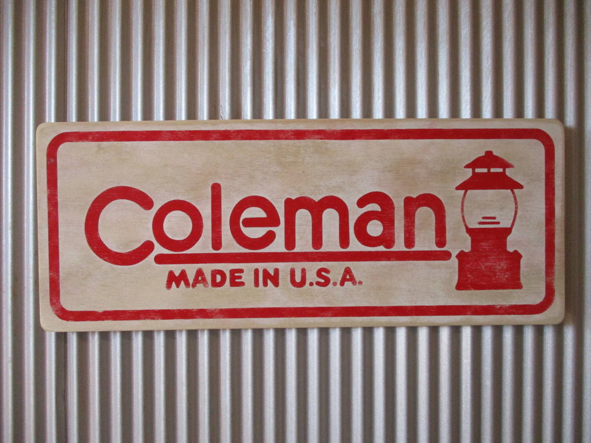 インテリア木製看板COLEMAN検)アドバタイジングランタンキャンプUSA60S ビンテージサイン木製看板 検）COLEMANコールマンアドバタイジング
