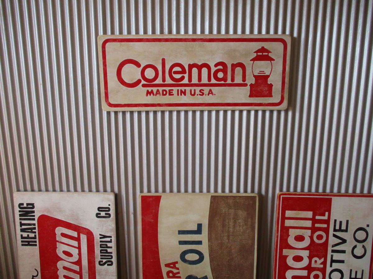 インテリア木製看板COLEMAN検)アドバタイジングランタンキャンプUSA70S ビンテージサイン木製看板 検）COLEMANコールマンアドバタイジング
