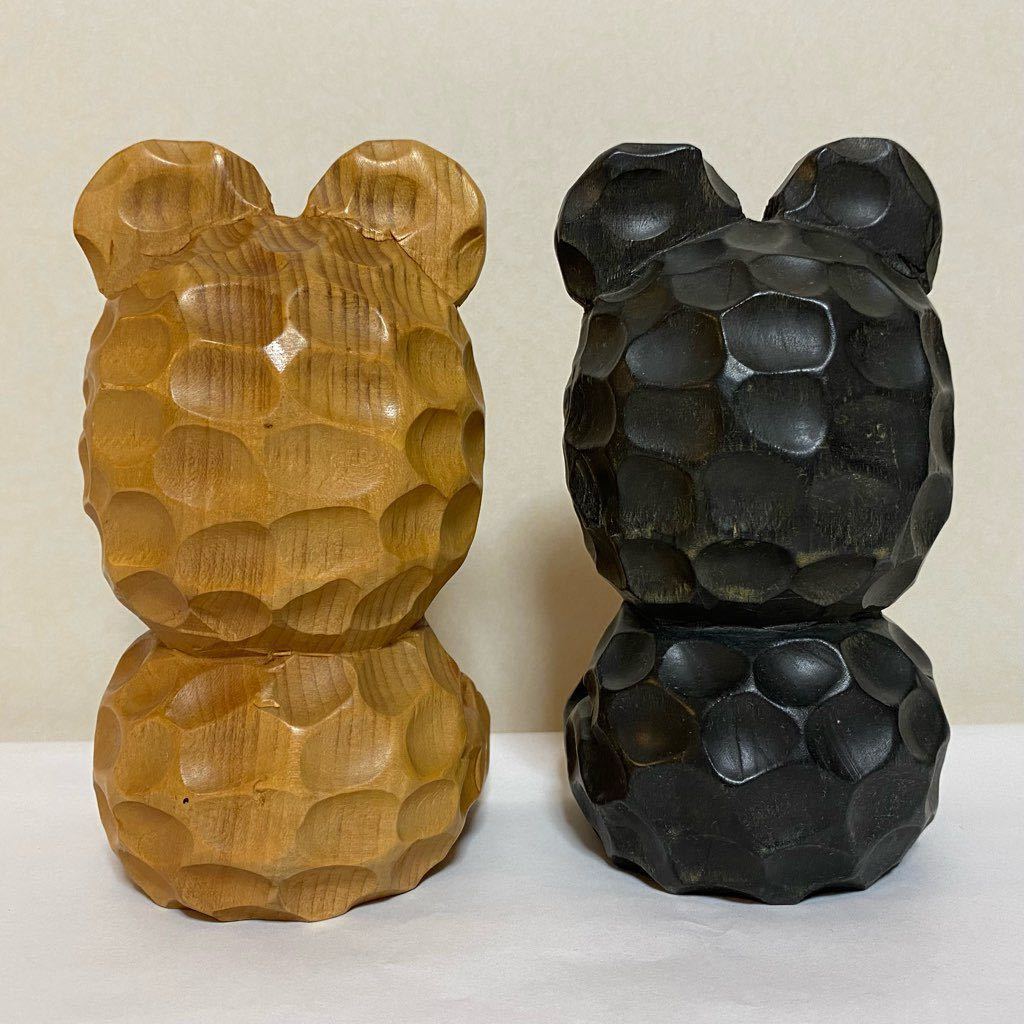 かわいい 木彫り 熊 くま ペア 木製 置物 民芸品 工芸品 土産 北海道