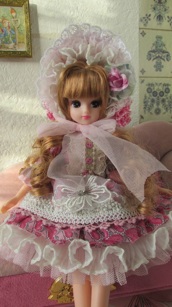 アウトフィット 手作り リカちゃん ブライス ボンネットとドレス 